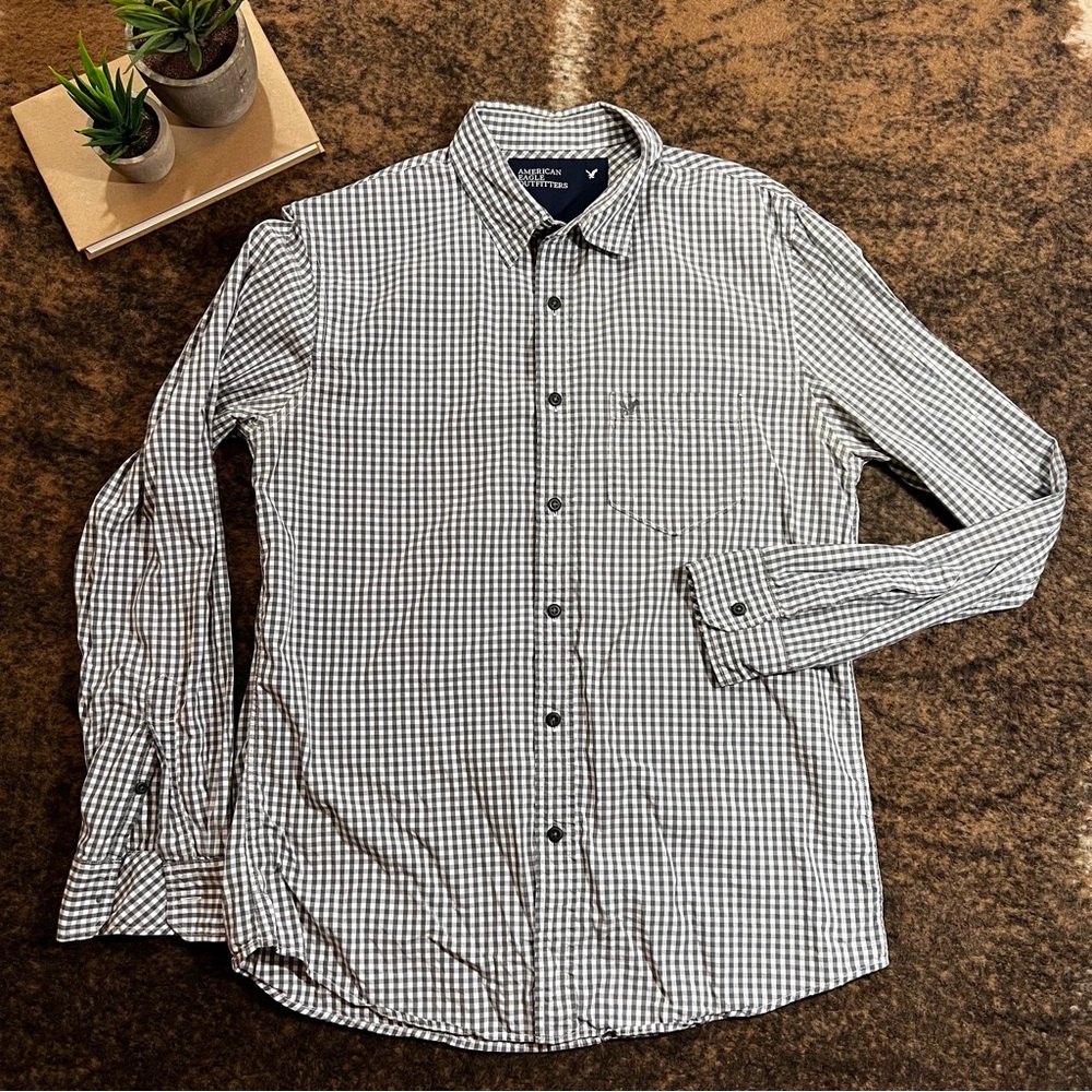 Men’s American Eagle Button Down Plaid Shirt - Vintage